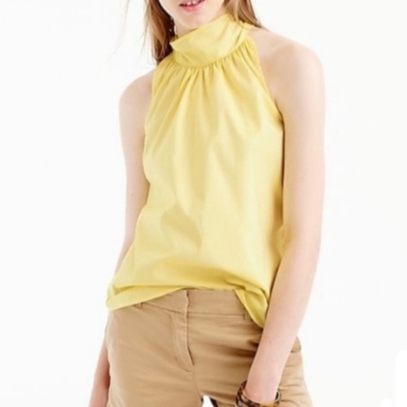 J. Crew Tops - J. Crew Yellow Halter Bow Tie Neck Tank Top Size 2